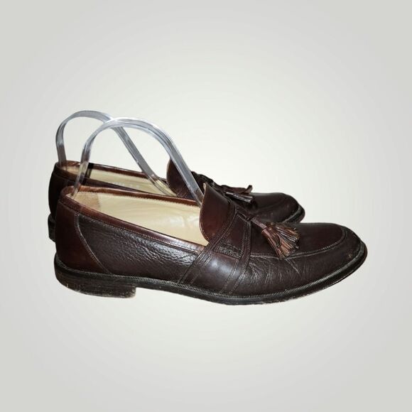JOHNSTON & MURPHY MADE IN ITALY BROWN LEATHER MENS TASSEL LOAFERS SHOES … - Picture 2 of 16